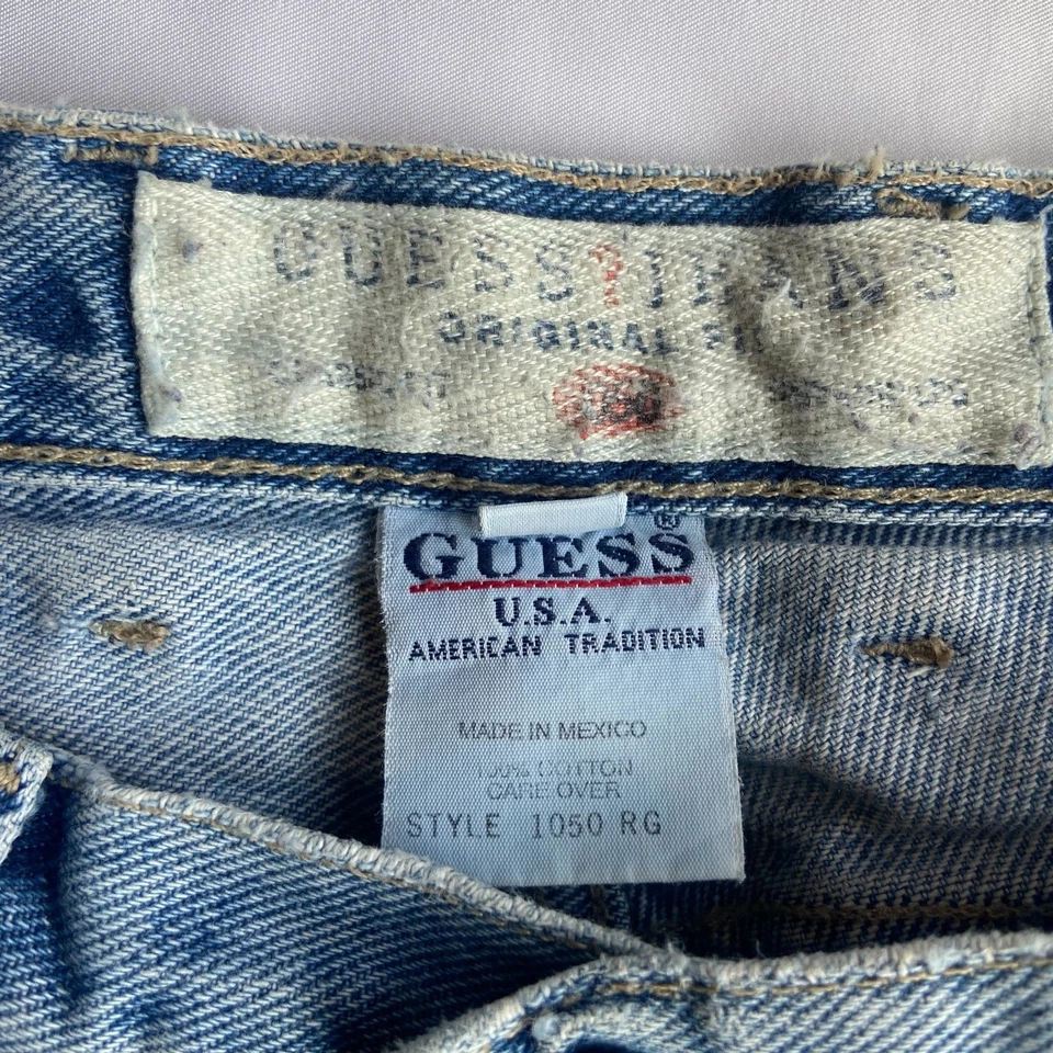 Pantalones de mezclilla para mujer Guess de colección talla 24 XXS ajuste original pierna estrecha 1050 RG 90s Foto 4 de 4