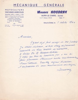 45 AUTRY LE CHATEL Mechaniker HOUDRAY 1964 Landwirtschaft