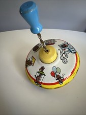Vintage Ohio Art Tin Metal Toy Spinning Top W/ Circus Animals Works 