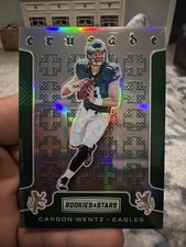 2016 PANINI ROOKIES & STARS CRUSADE CARSON WENTZ #8 ROOKIE GREEN PRIZM SP 3/5