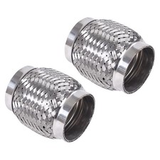 2PCS 2.5" x 4" Exhaust Flex Pipe Stainless Steel Heavy Duty Double Braid