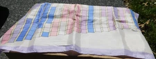 Vtg Paoli Scarf Japan Acetate satin Signed Cubes 26” Sq. Mod Purple Pink Blue