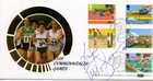 1986 C'WEALTH GAMES GREAT BRITAIN BENHAM FDC SIGNED TESSA SANDERSON VGC