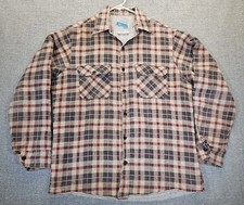True VTG 60s 70s Sears PermaPrest Work Leisure Plaid Shirt Mens Sz L Tall Lined