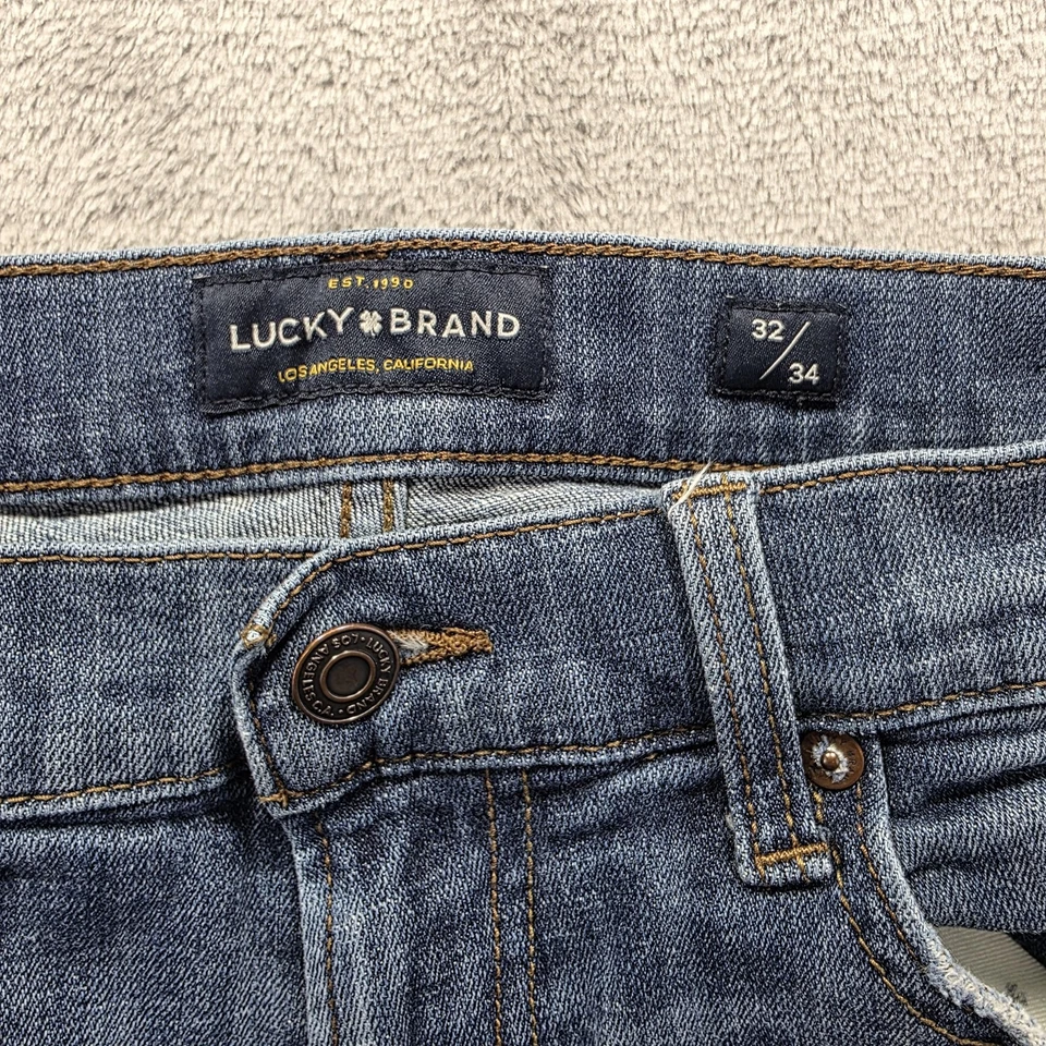 Pantalones de mezclilla elásticos rectos para hombre Lucky Brand 32x34 azul 221 lavado medio 7MC1030 Foto 4 de 4