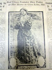 Best 1912 display newspaper CLARA BARTON DEAD She founded THE AMERICAN RED CROSS
