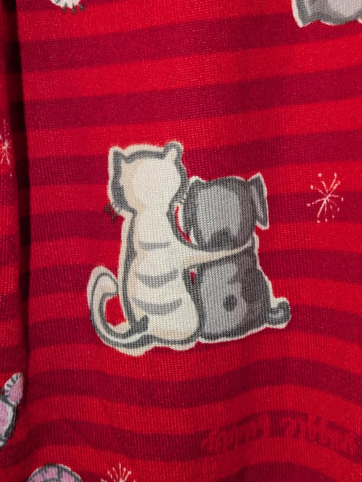 Hue Pajama Pants Red Snuggle Buddies Dog Cat Soft Holiday Classic Sz Large NEW - Image 4 of 4
