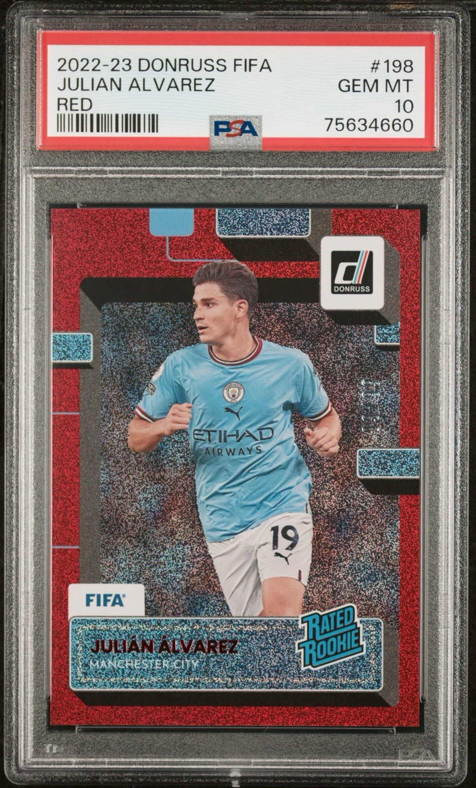2022 DONRUSS FIFA JULIAN ALVAREZ RC RED 99/99 PSA 10 GEM MINT ARGENTINA LOW POP