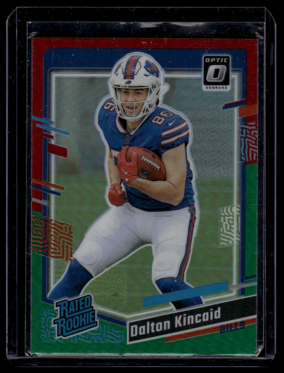 2023 Donruss #308 Dalton Kincaid Optic Rated Rookie Preview Red & Green Prizm