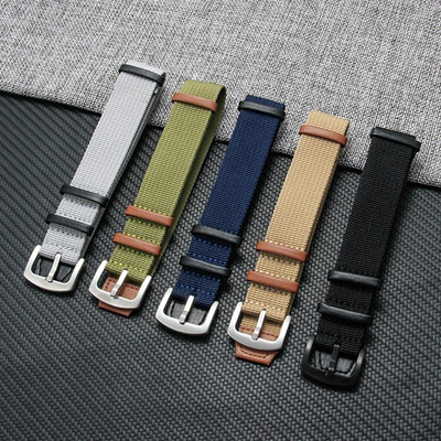 #ad Quality Nylon Genuine Leather Watch Strap Single Pass Band 20 22mm for Hamilton $20.88