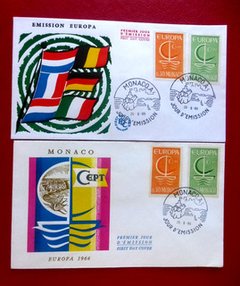 2 FDC 1er JOUR : EUROPA 1966 MONACO