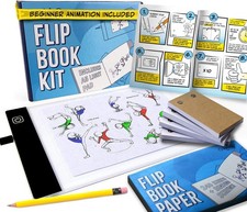 Flip Book Kit with LED Light Pad. Includes 240 Sheets Paper White