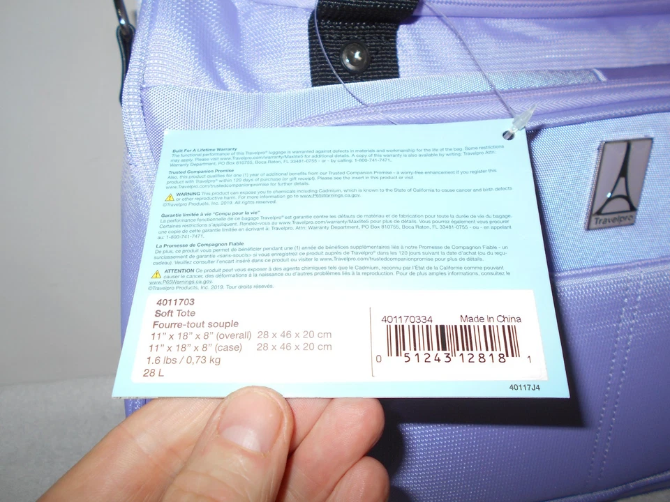 TRAVELPRO НОВЫЙ! 4011703 MAXLITE 5 LAVENDAR VOYAGER 11 X 18 X 8 НАПЛЕЧНАЯ СУМКА K1 - Изображение 4 из 4