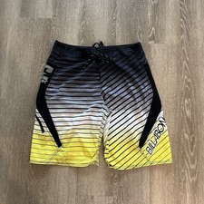 Vintage Y2K Billabong Board Shorts Swim Trunks Mens 33 Black  Yellow Stripe
