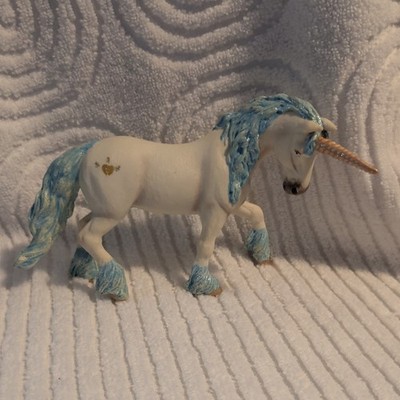 Papo White Blue Sparkle 2011 Unicorn Toy Horse Animal Figure