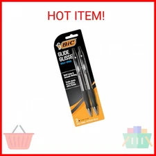 BIC Glide Bold Black Ballpoint Pens, Bold Point (1.6mm), 2-Count Pack, Retractab
