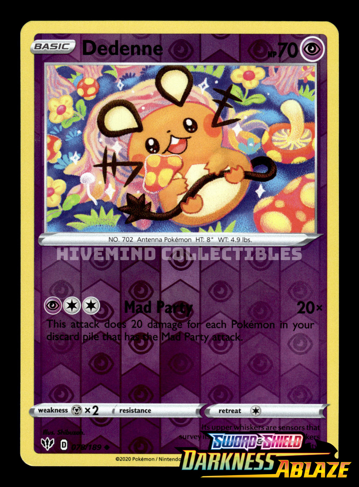 Dedenne 078/189 Reverse Holo Darkness Ablaze Pokemon Card