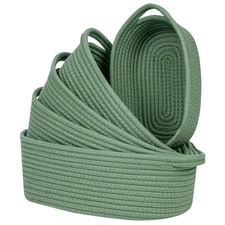 Small Cotton Rope Storage Basket Set 5, Shelves Baskets for Organizing with H...