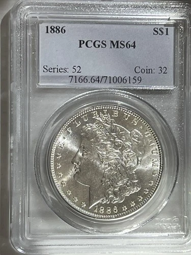 1886 Morgan Silver Dollar PCGS MS-64 Blast White