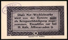 Notgeld Hamburg 1921, 25, Stadttor und Portr&auml;t mit Hut, G&uuml;ltigkeit bis 1. Janua