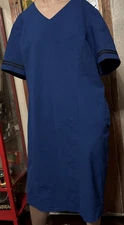 Sz 16W Ladies Fourmy Cintas Blue Lined Sheath Uniform Dress w/Side Pockets EXC