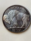 Big Buffalo silver round 1 oz, Beautiful Toning, 1 Troy Ounce Of .999 Silver