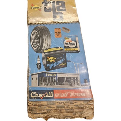 Sunoco ChexAll Vintage Parts Index Wall Chart 1957-66 Tires Battery Accessories