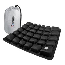 Inflatable Travel Seat Cushion with Built Black Cushion With Silver Storage Bag