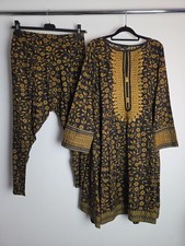 Women’s Cotton Salwar Kameez Suit UK Medium 12 Pakistani Designer Sapphire 