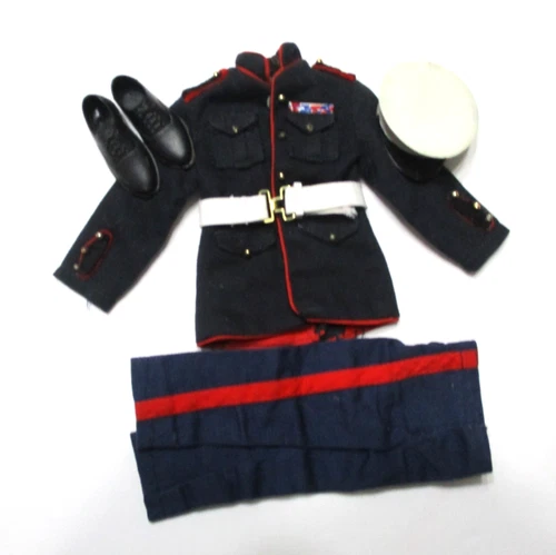 Vintage Marine Corps Dress Blues Uniform Belt, shoe & Hat For 1964 G.I. Joe 023