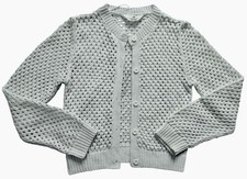 H M Girls Knit Button Front Cardigan Sweater Crew Neck Lightweight 12/14 Y2K