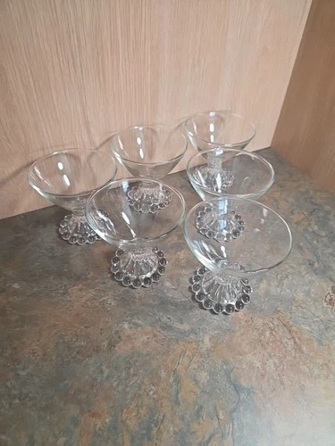 SET OF 6 Vintage Anchor Hocking Berwick  Boopie Champagne Sherbet Glasses
