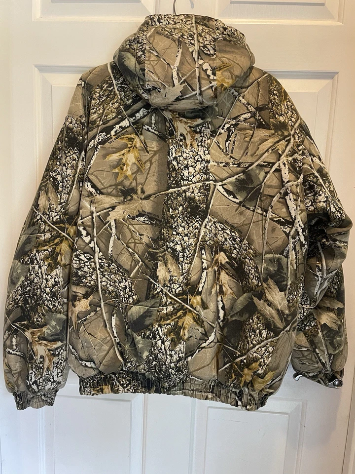 WFS Burly Camo Tan Hooded Jacket Mens Pockets Green Brown Tan XXL Insulated - Image 4 of 4