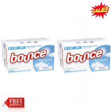 2 pack - Bounce Free & Gentle Fabric Softener Dryer Sheets, Unscented, 240 Count