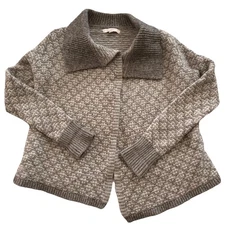 LOFT Women’s Wool Blend Gray and White Textured Shawl Collar Cardigan Size M