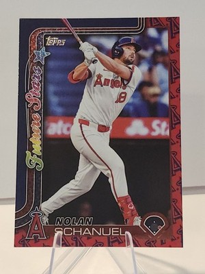 2025 Topps Series 1 Nolan Schanuel Future Stars Team Logo Border #210 Angels 