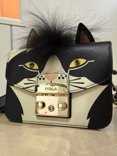 Borsa a tracolla FURLA Cat Face in pelle nera bianca borsa a tracolla in pelle