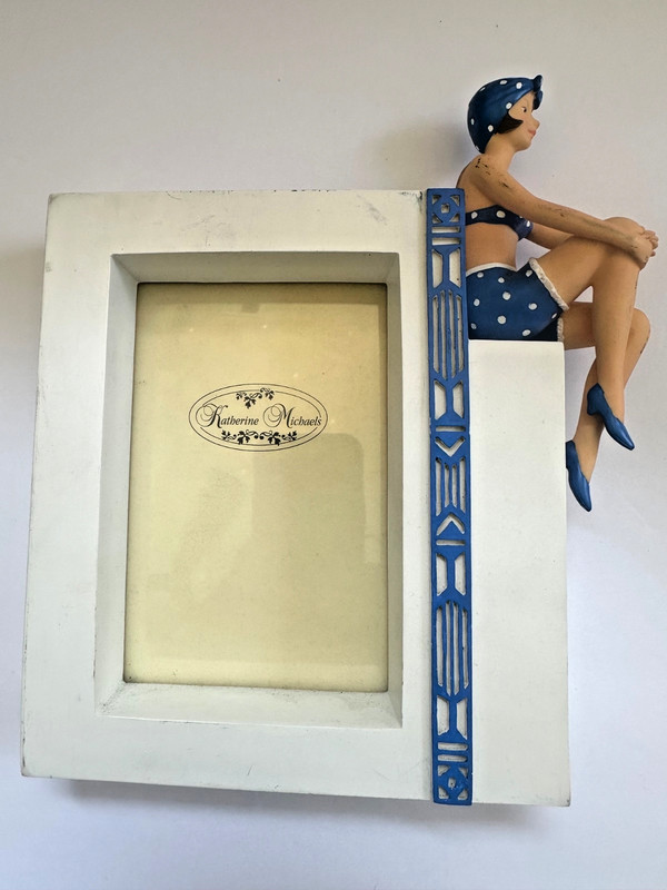 katherine michaels vintage picture frame- square NWT w/ 1950s female swimmer