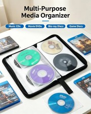 Disc CD Holder 80 DVD Case Storage Wallet VCD Organizer Faux Leather Zipper Bag