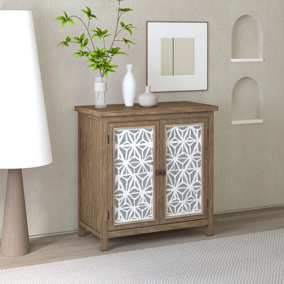 Gabinete de almacenamiento rústico natural envejecido de 32 pulgadas gabinete de campo francés de madera maciza Foto 3 de 4