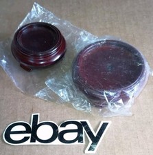 2 PC Vintage Hand Carved Wood Footed Vase Statue Base Stand 1 5/8" 2 1/4" New