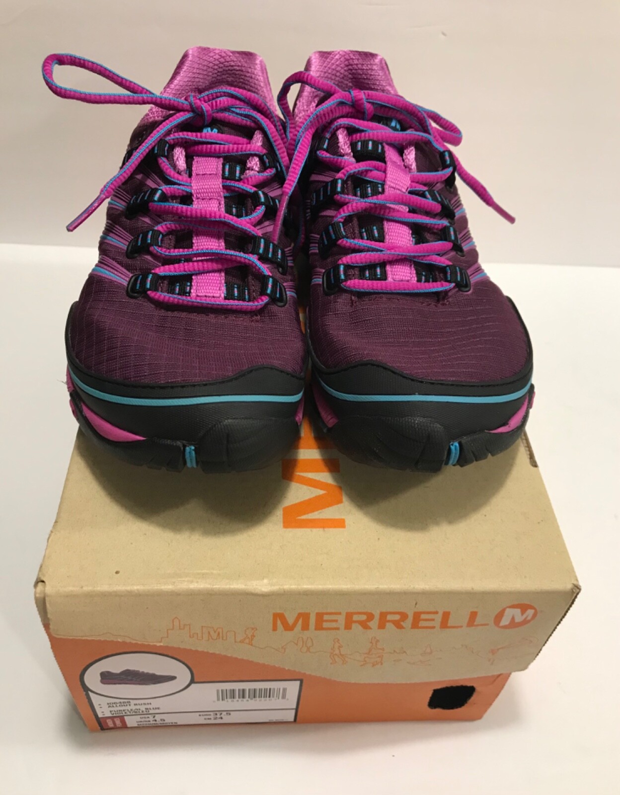 NUOVE scarpe da ginnastica Merrell All Out Rush viola trail running da donna taglia 7
