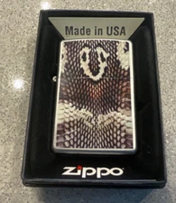Brand New 2004 ZIPPO lighter Original Snake Skin Print Satin Chrome Unusual Rare