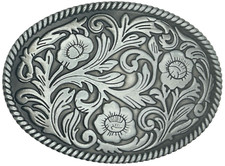 Western Floral w/Rope Border Belt Buckle New