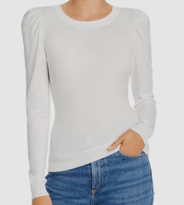 $245 Milly Women's White Puff Long Sleeve Pullover Blouse Top Size M