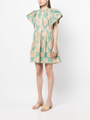 NEW, Ulla Johnson Isolde printed cotton minidress Size 8 #D6784