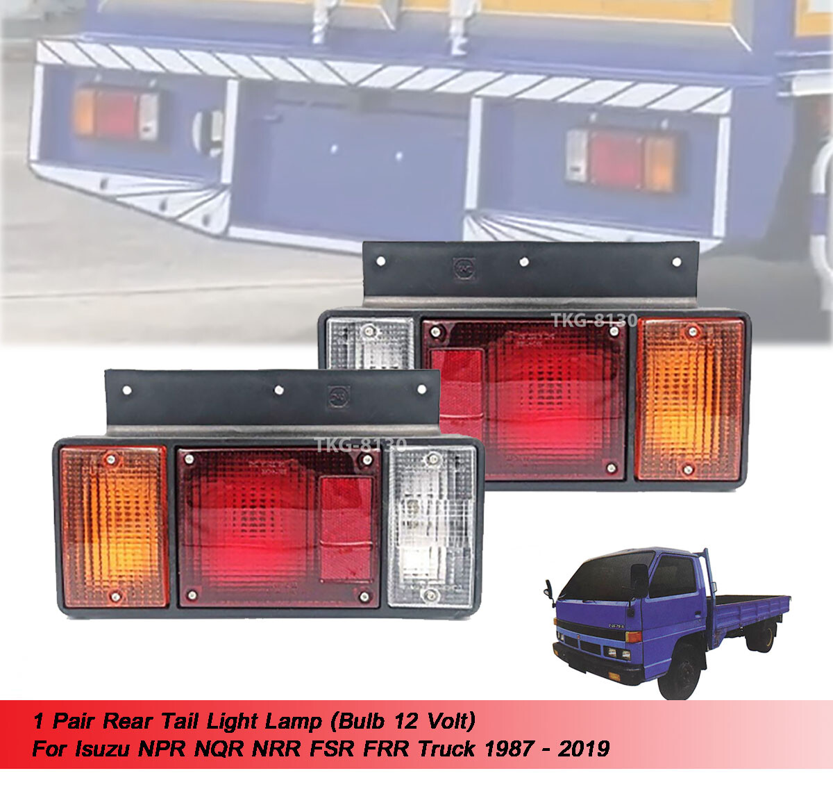 Pair Tail Light Lens Use For Isuzu NPR NQR NRR FSR FRR Truck 1987