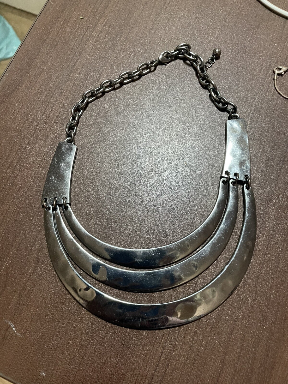 Silver 3 Layer Bib Necklace - image 1