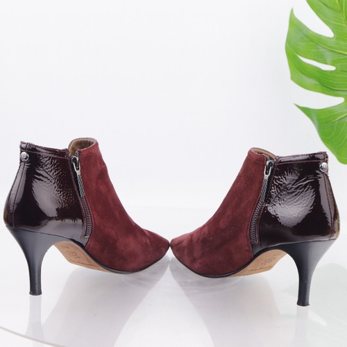 Donald Pliner Women's Taila Boot Size 8.5 Pointed Heel Burgundy Red Suede Cutout - Picture 8 of 12