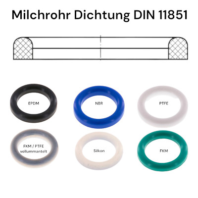 Dichtung DIN 11851 Milchrohr Milchgewinde FDA EPDM NBR FKM PTFE Silikon Natur  